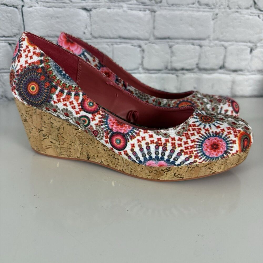 Desigual Multicolor Cork Wedge Pumps